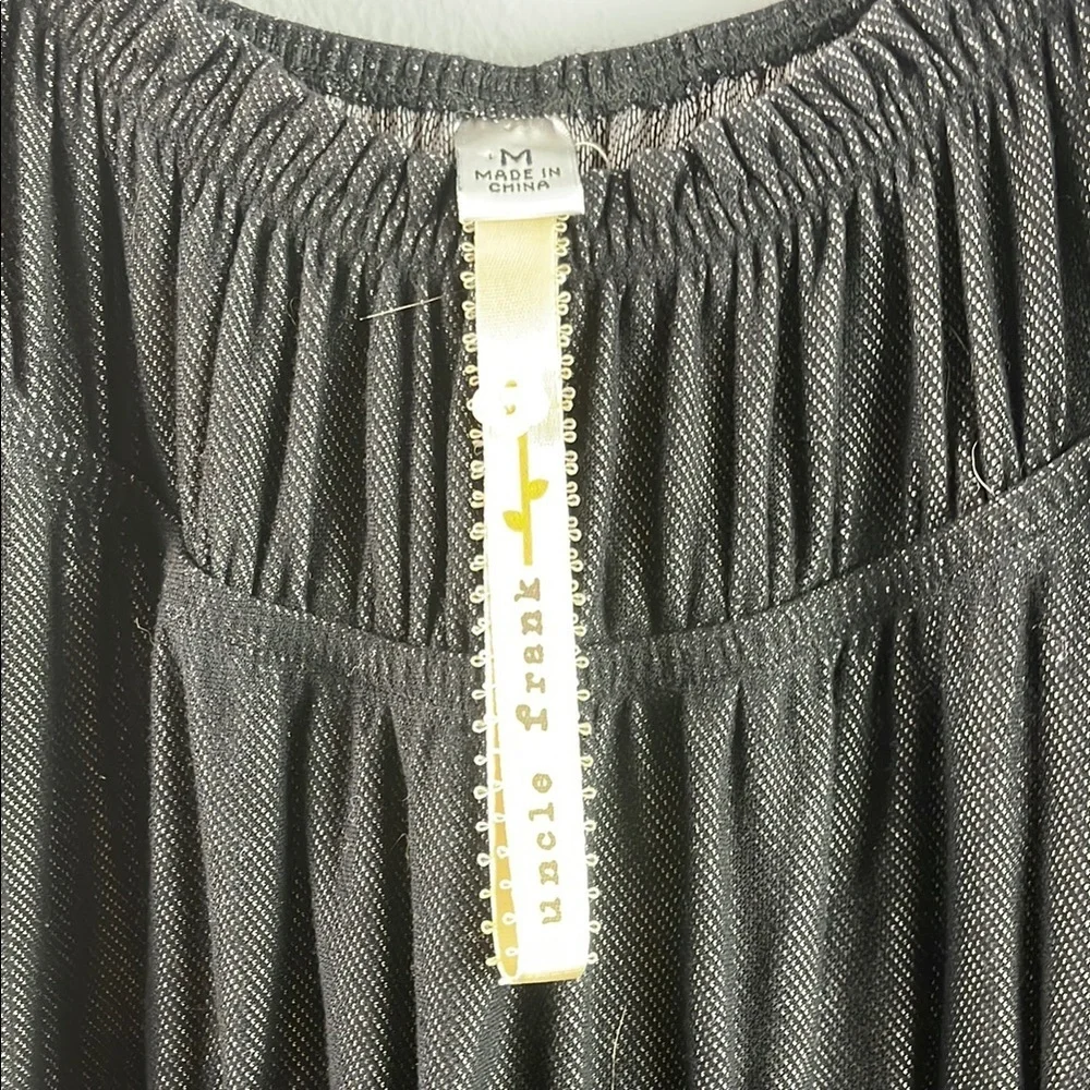 Uncle Frank Black and Gold Embroidered Boho Dress Size M